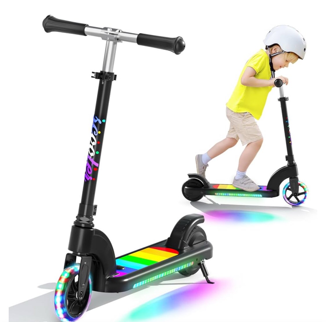 ANHAO Electric Scooter for Kids Ages 6-12 (Mainly 6-10), Kids Electric Scooter with Adjustable Height, Kick Scooter for Kids up to 110 Lbs, up to 6Mph