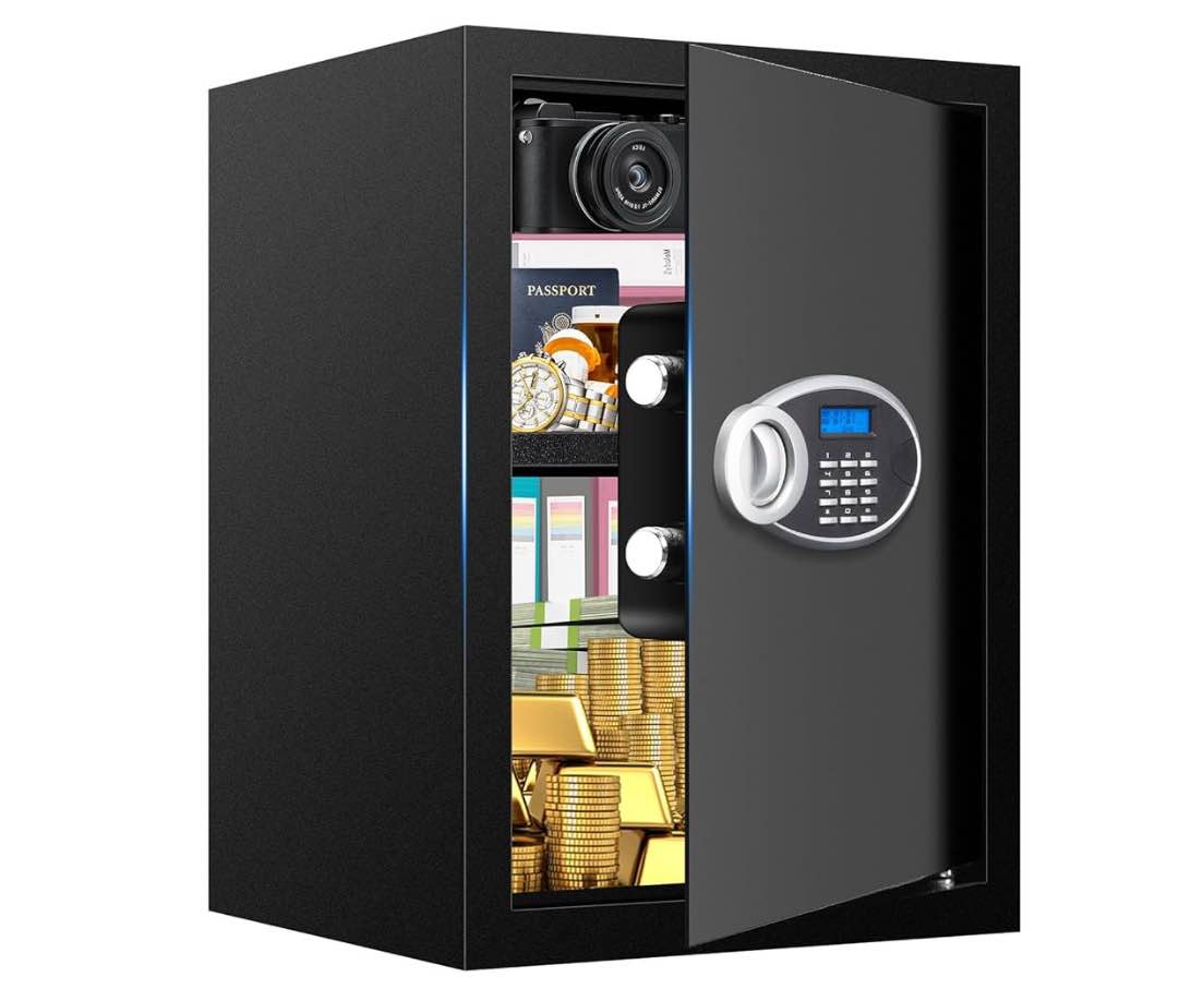 2.5 Cubic Feet Home Safe Fireproof Waterproof, Digital Home Security Safe Box with Programmable Keypad and Spare Keys, Document Safe for Money Firearms Medicine Valuables