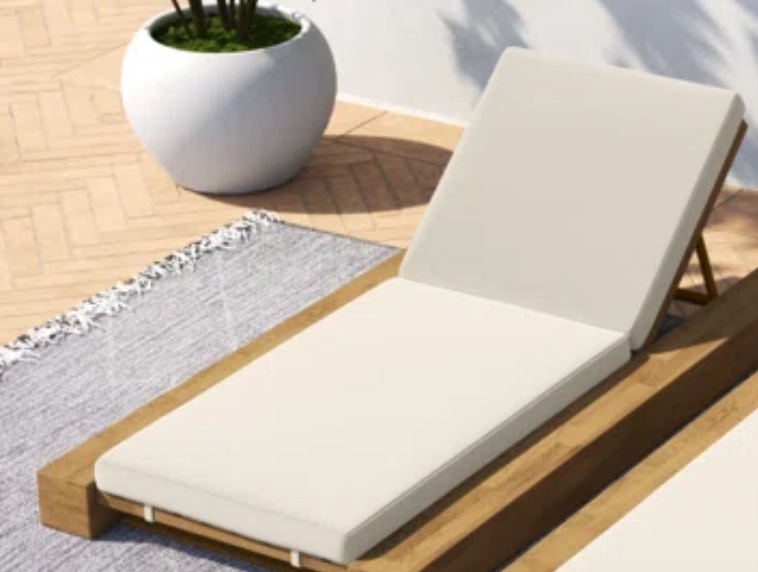 Dennie 39" Outdoor Acacia Chaise Lounge Cushion 