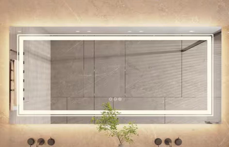 Modern Rectangular Frameless Anti-Fog Backlit Dual Front Led Wall Bathroom Vanity Mirror