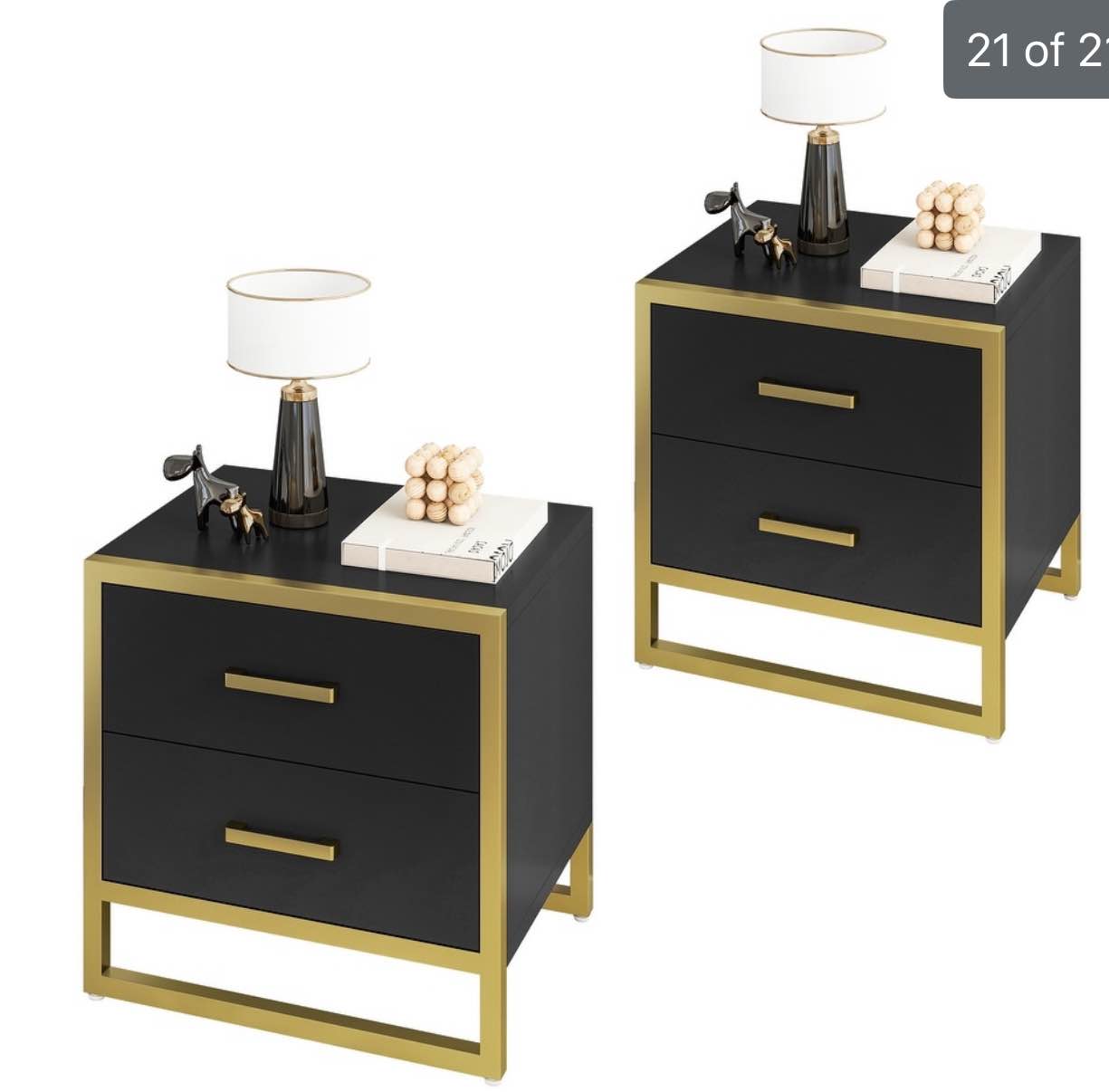 Moasis 2-Drawer Nightstands Set of 2, Bedside Table for Bedroom