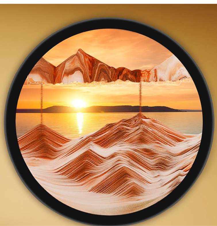 KOKBNR 24'' Moving Sand Art Pictures for Wall Decor Sand Arts and Crafts Liquid Motion Glass Art 3D Landscape Hourglass 360° Rotate Colored Sand Timer Sensory Relaxing for Living Room Office Decor