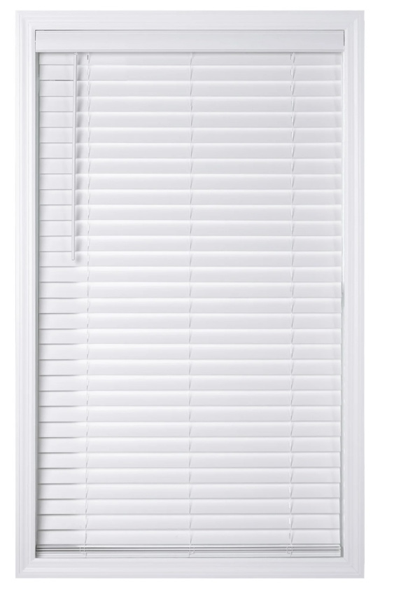 Better Homes & Gardens 2" Cordless Faux Wood Horizontal Blinds, White, 59" W x 64" L