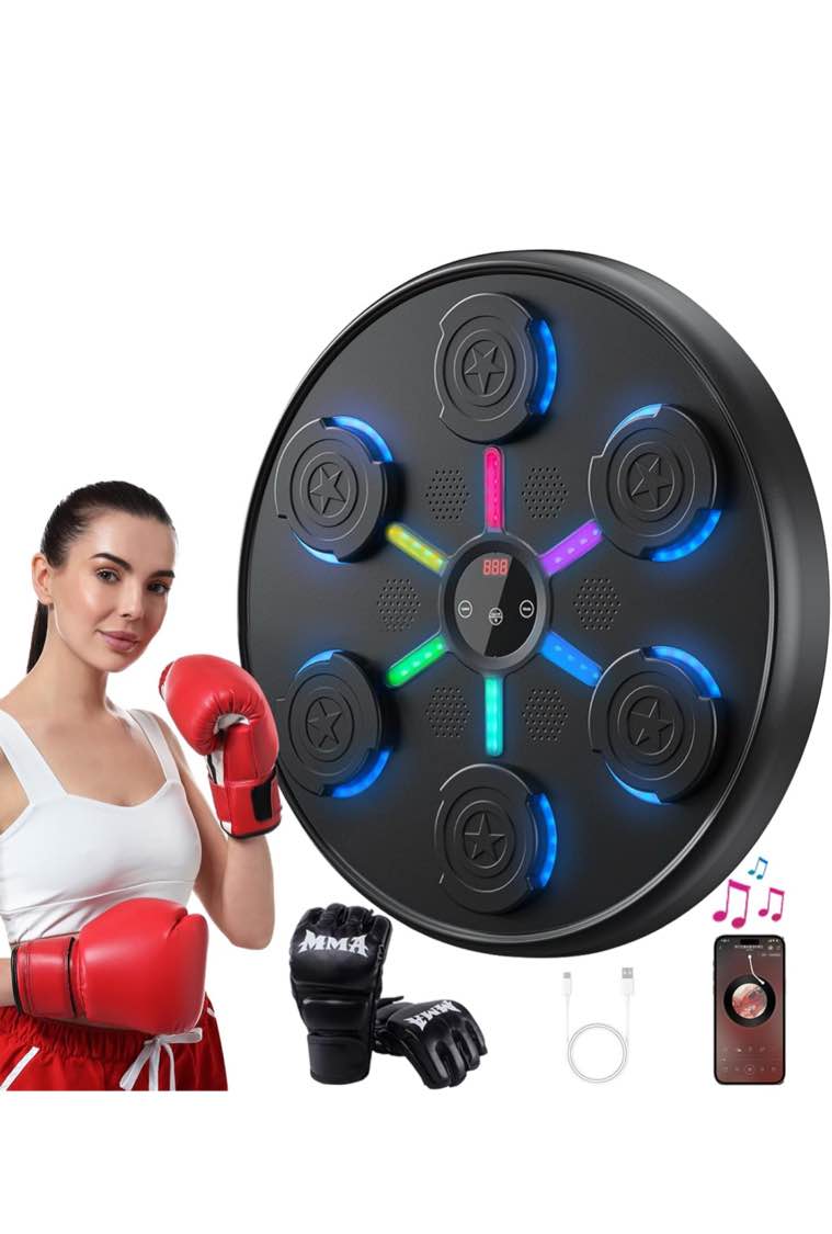 Second Generation Music Boxing Machine with Boxing Gloves, Boxing Machine Wall Mounted Music, Smart Bluetooth Music Boxing Trainer with Gloves, Music Boxing Machine for Adults, Indoor and Gym