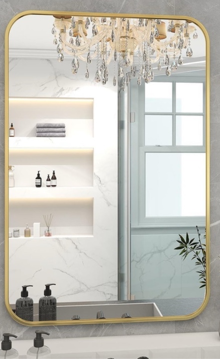 Wall Mounted Bathroom Mirror with Round Corner