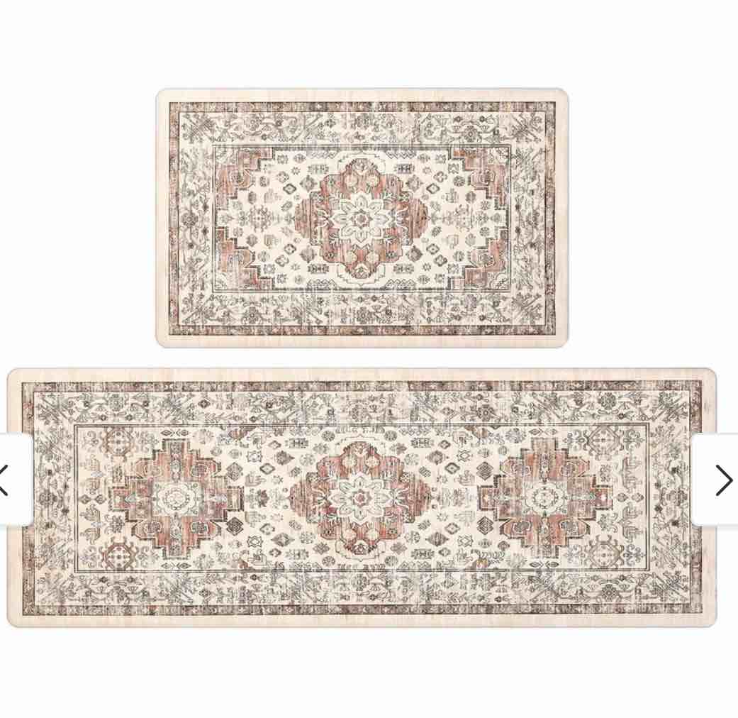 Anti Fatigue Kitchen Mat Set of 2 - 17"x28"+17"x48"--0.4" - Ivory