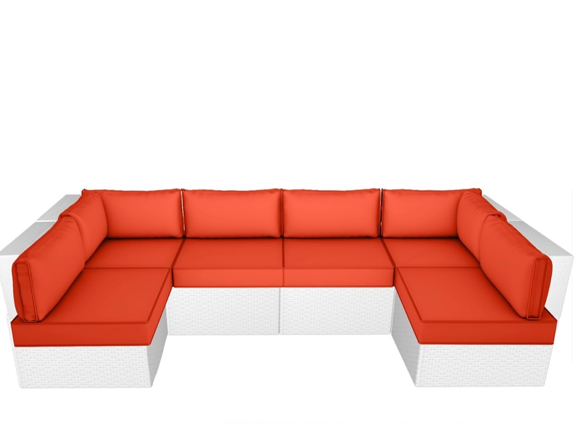 Outdoor Furniture Replacement Cushions,14-Piece Patio Cushion,Sectional Rattan Conversation Set Water-Resistant Replacement Sofa Cushions Set (Orange), CUSHIONS ONLY!!