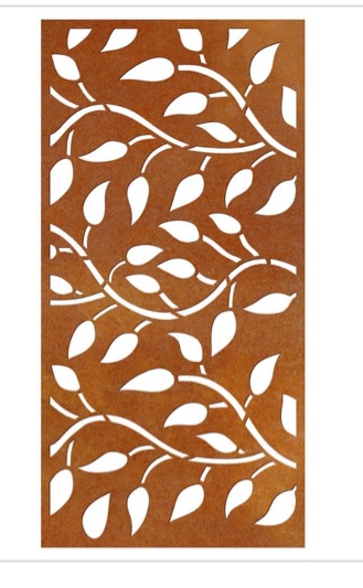 OUTDECO Leaf 3 ft. x 6 ft. Oxy-Shield Corten Steel Decorative Screen Panel