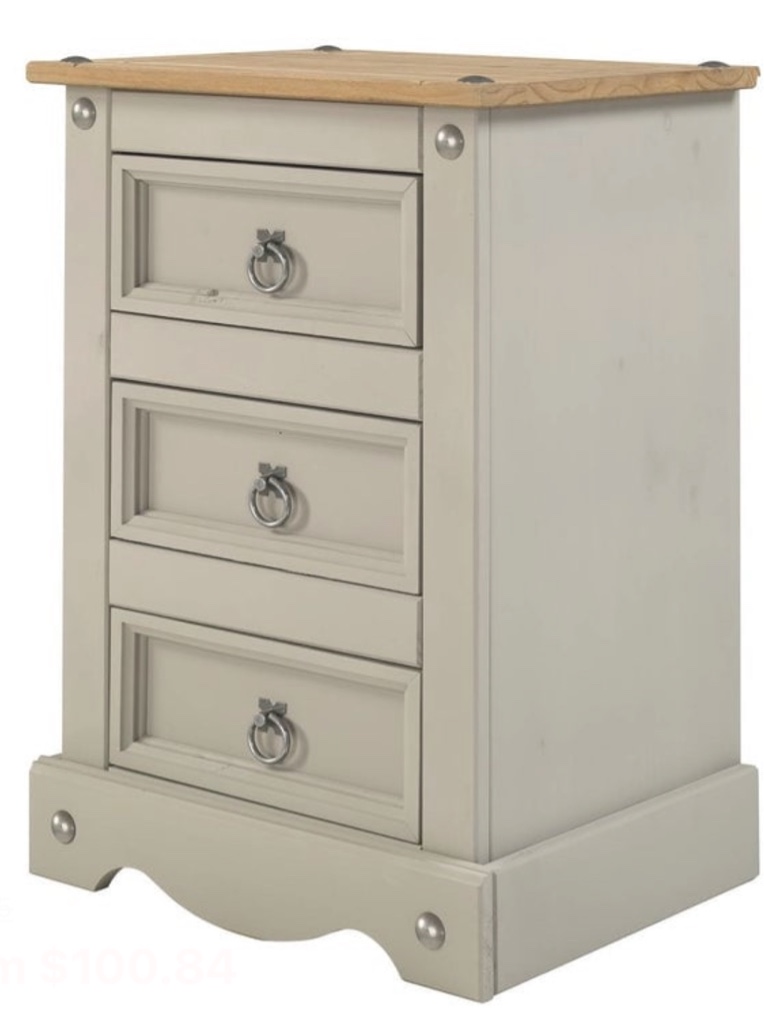Wood Nighstand 3 Drawers Corona | Furniture Dash