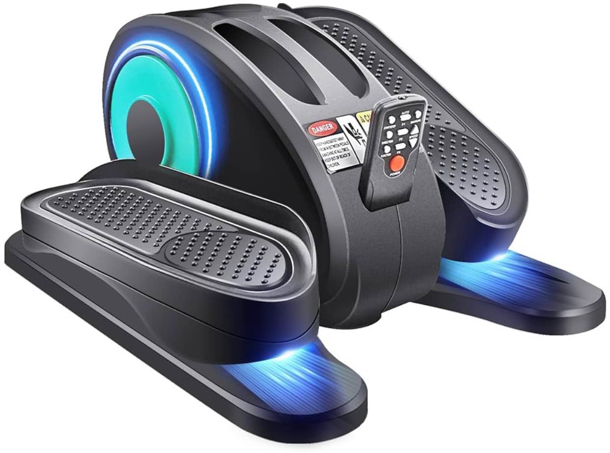 ESL Under Desk Elliptical - Portable Leg Exerciser for Seniors, Compact Seated Elliptical with Remote Control, LCD Display Electric Elliptical Trainers for Home Good Gift, Ellipse Leg Exerciser