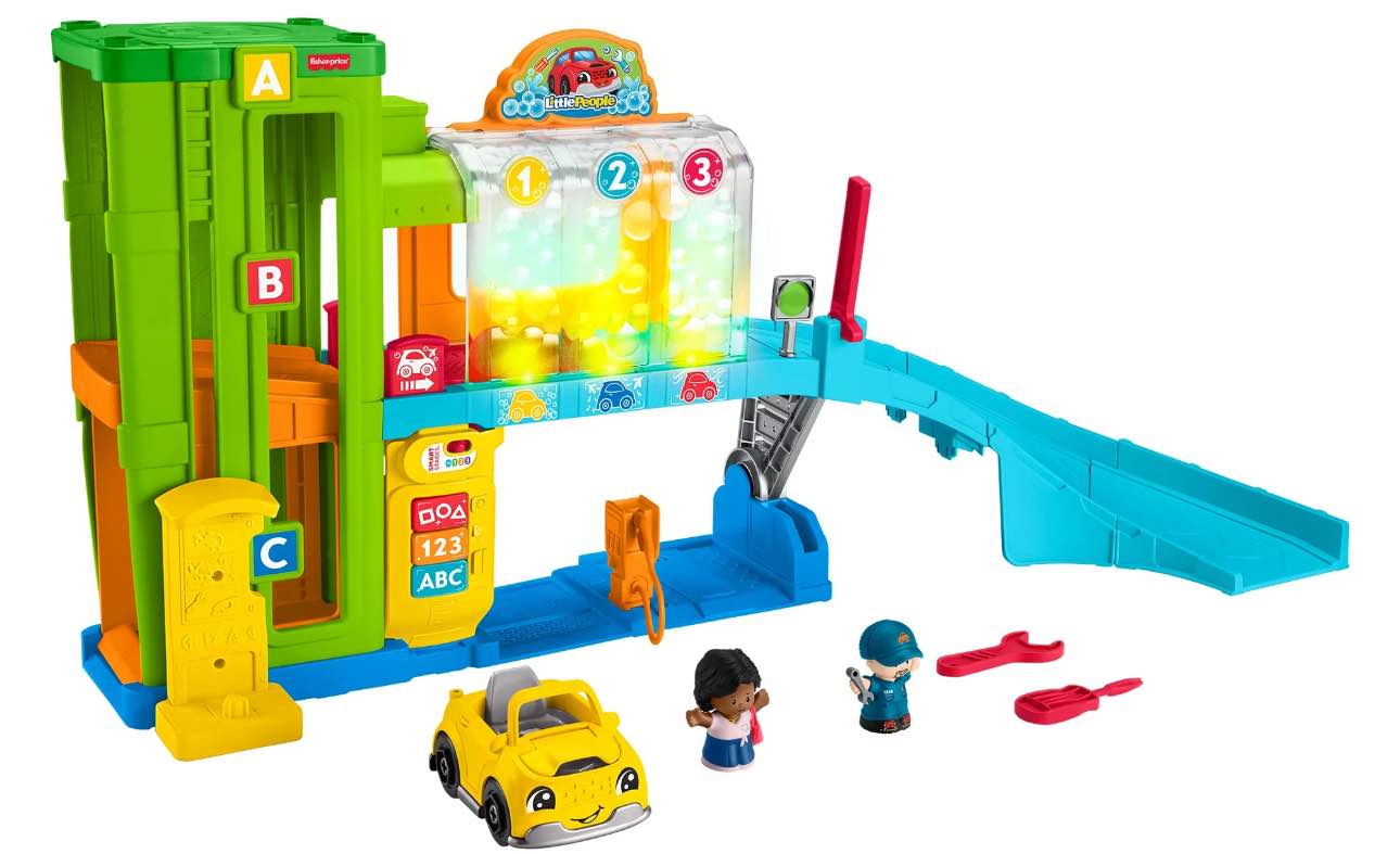 Fisher-Price Little People Toddler Playset with Figures & Toy Car, Light-up Learning Garage