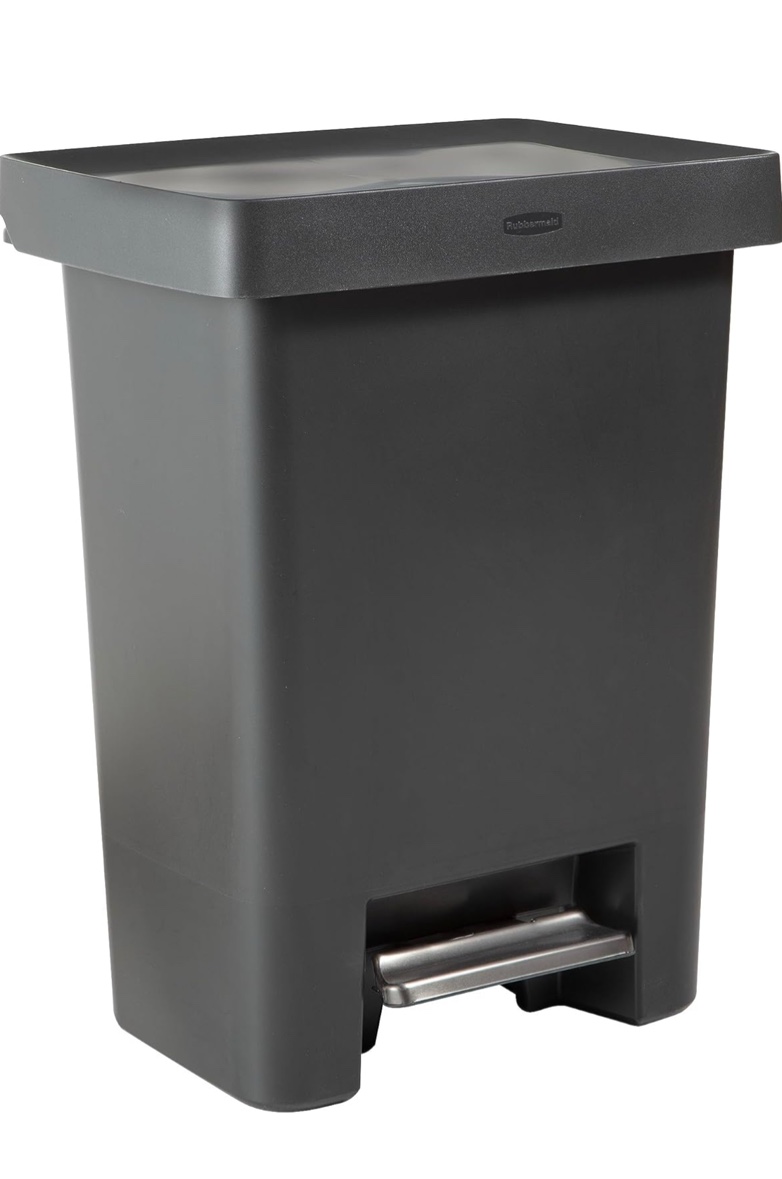 Rubbermaid High-Capacity Step-On Trash Can, 19 Gallon, Single or Dual Stream Trash or Recycling, Charcoal, Stainless-Steel Pedal, for Home/Kitchen/Garage/Apartment