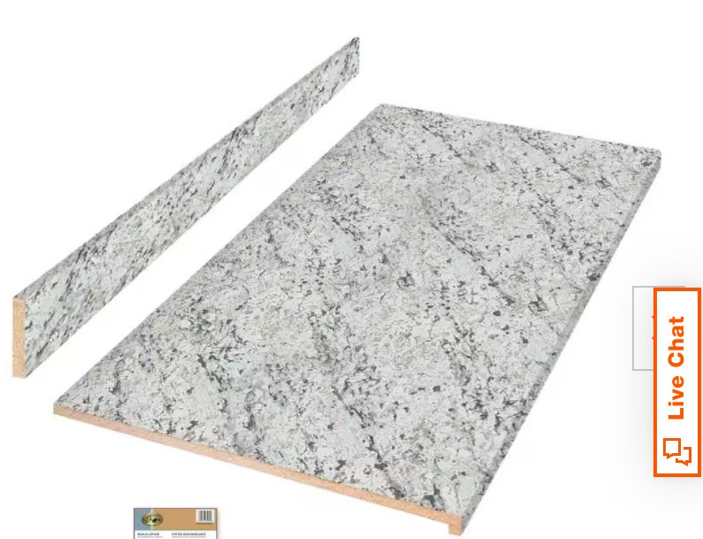  Hampton Bay - 8 ft. Straight Laminate Countertop All-Inclusive Kit in Textured White Ice Granite with Eased Edge and Loose Backsplash Hampton Bay 