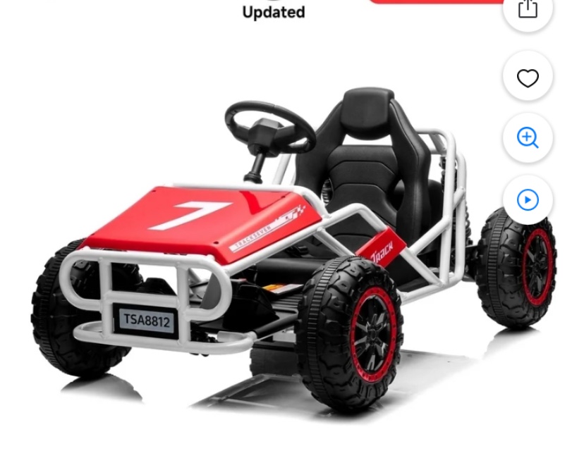 Track 7 24V Electric Go Kart, Racing Go Kart, Independent Electronic Brake Foot Pedal, Durable Full Steel Frame, 4 Mph Max Speed Electric Go Kart, 24V Outdoor Ride On Car for Kids Age 6+, Red