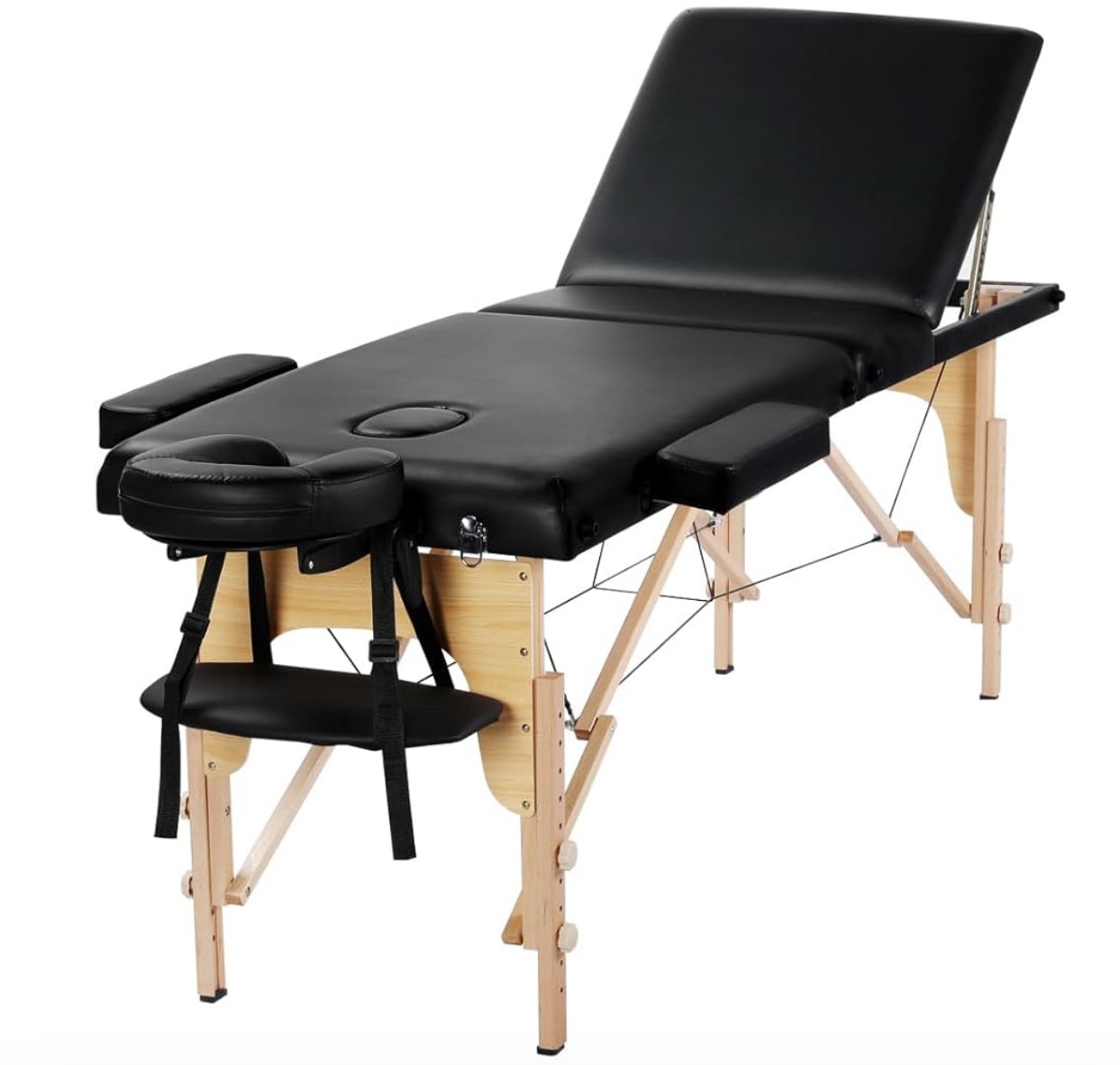Yaheetech Massage Table Portable Lash Beds Spa Bed Massage Couch Foldable Spa Tables Adjustable 2 Fold with Non-Woven Bag 28 inch, Cream