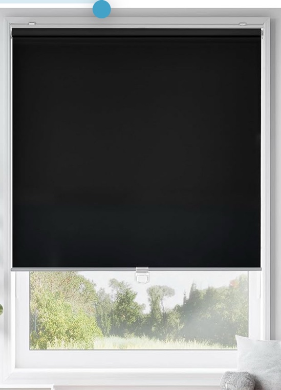 ChrisDowa Cordless Free-Stop 100% Blackout Blinds for Windows, Roller Windows Shades with Thermal Insulated, UV Protection Fabric for Living Room, Office and Home. Easy to Install.Black,32" W X 72" H