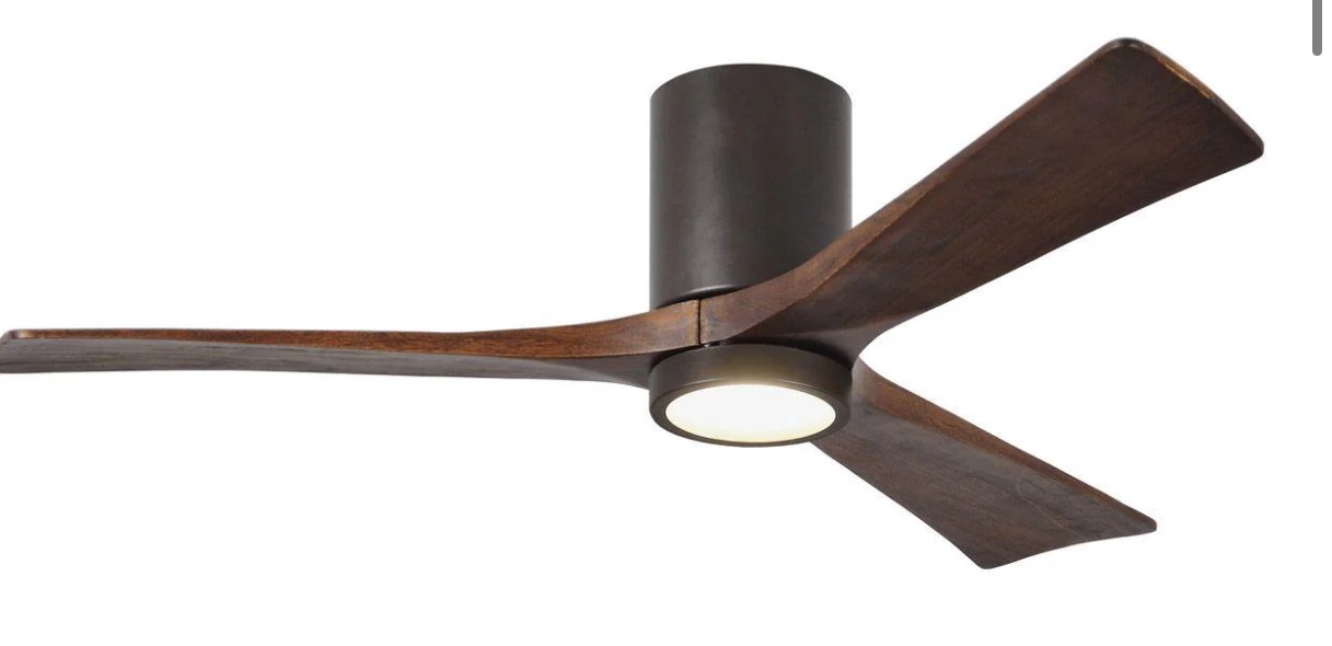 Irene 3-Blade 52 Inch LED Hugger Ceiling Fan with Remote, Textured Bronze with Walnut Blades