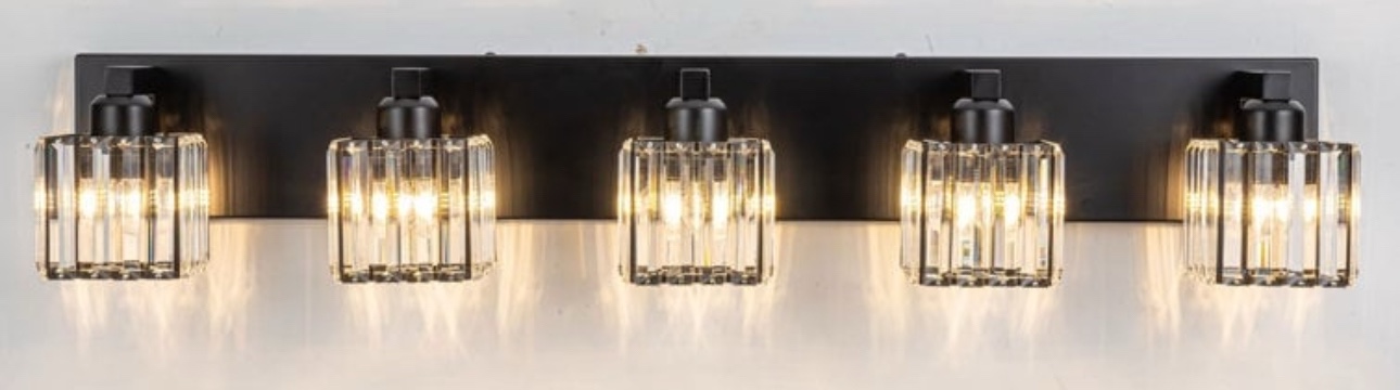 2/3/4/5 Light Bathroom Vanity Light Wall Sconce with Crystal Shade