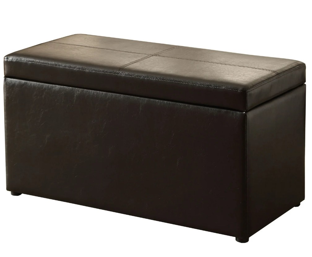 Better Homes & Gardens 30" Hinged Storage Ottoman, Faux Leather Brown