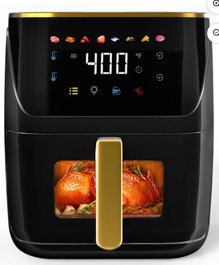 Bluebow Newest Air Fryer Large 8.5 QT, Black, 8 in 1 Touch Screen, Visible Window, 1750W