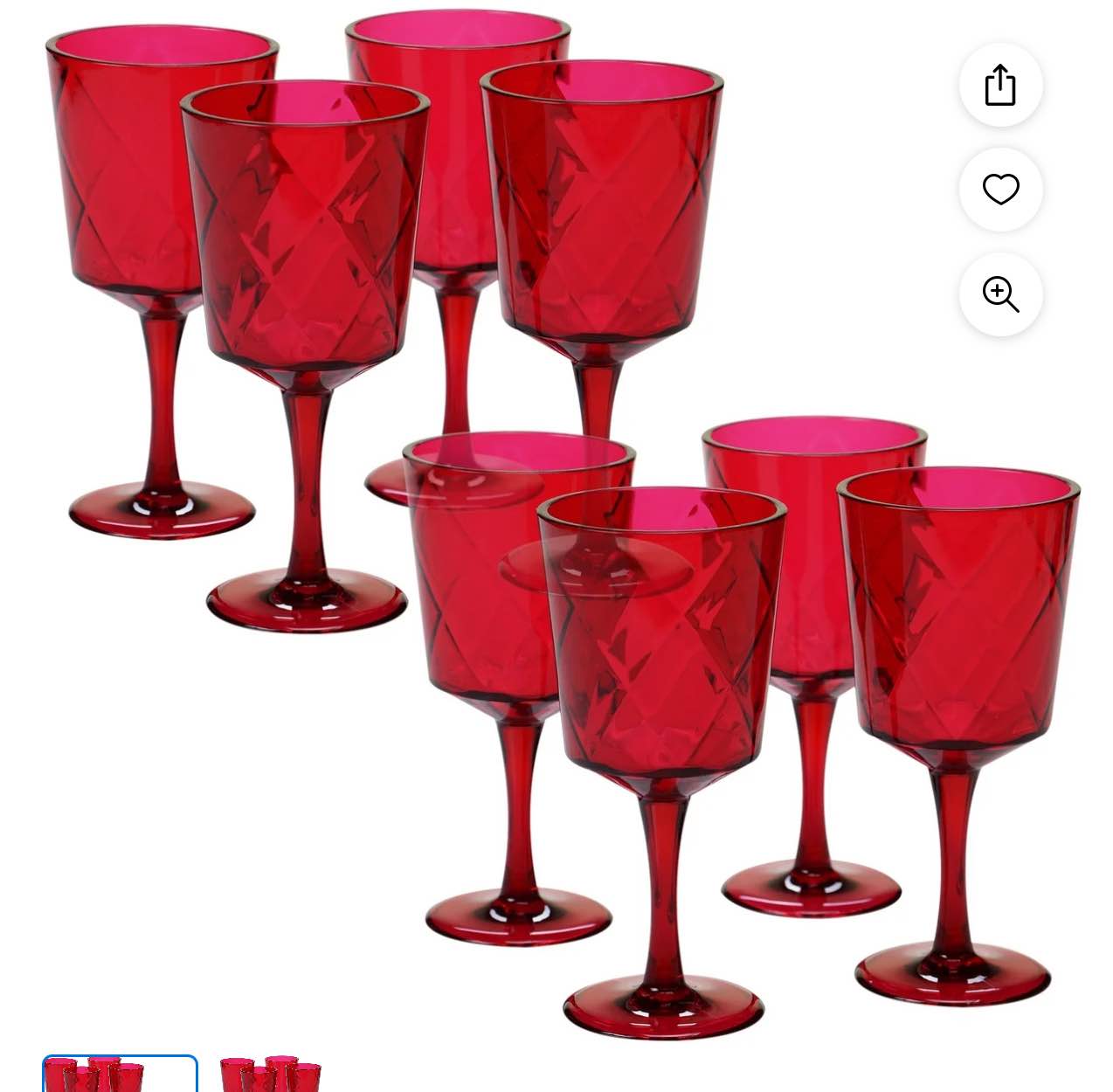Ruby Set/8 Acrylic All Purpose Goblet 13 oz. (155 Grams)
