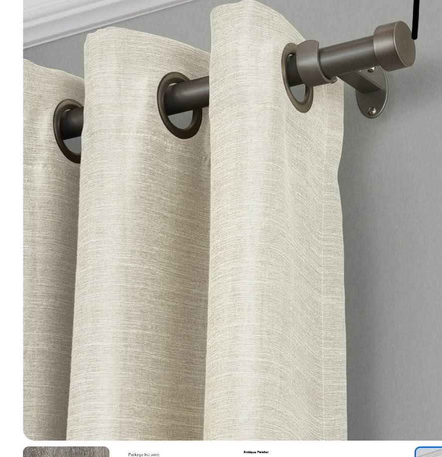 SERENA 86"-120" WINDOW CURTAIN ROD WITH CONTEMPORARY CAP FINIAL