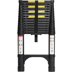 14.5 FT Aluminum Telescoping Ladder, Lightweight Multi-Purpose Collapsible Extension with 2 Triangle Stabilizers, Heavy Duty 330 lbs Max Capacity, Ideal for Home, RV, and Outdoor Work Silver