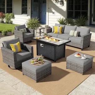 Outdoor Furniture And Sofa 7-Piece Set With Stove