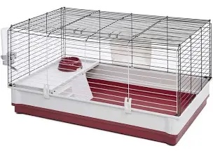 MidWest Homes for Pets 158 Wabbitat Deluxe Rabbit Home, Rabbit Cage, 39.5 L x 23.75 W x 19.75 H Inch, Maroon/White