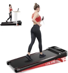 RHYTHM FUN Walking Pad Treadmill with Incline, Under Desk Treadmill with Incline, Treadmill for Home and Office, 300 Lbs Portable Treadmill with Remote Control, Compact Treadmill in LED Display
