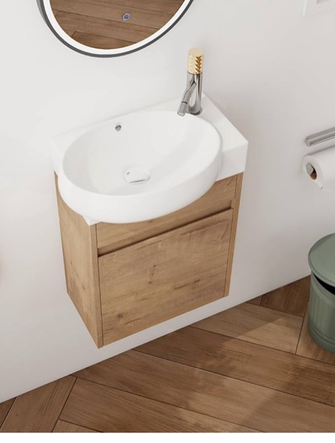 16" Bathroom Vanity with Sink, 16 Inch Floating Bathroom Vanity for Small Space, Single Sink Bathroom Vanity Combo, Modern Bathroom Vanity, White Wall Mounted Cabinet Set