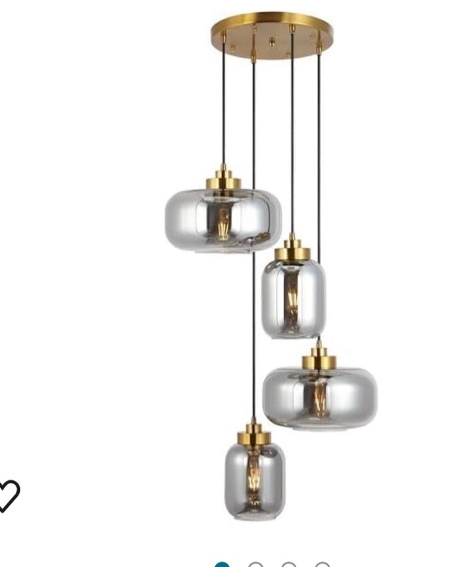 SAFAVIEH Equinox 4-Light LED Smoke Grey Glass Pendant Light with Grey Shade