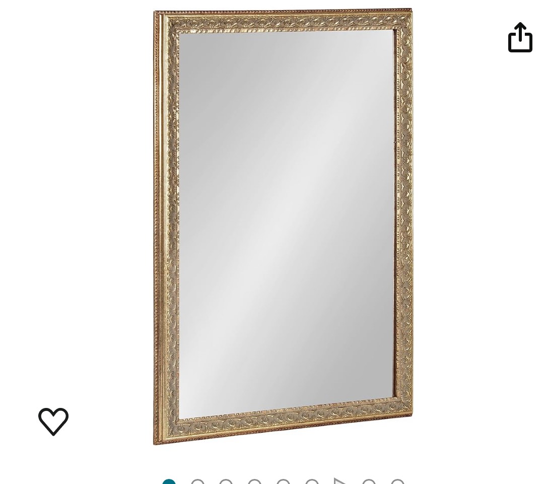 Kate and Laurel Johann Traditional Rectangle Wall Mirror, 18 x 24, Antique Gold, Vintage Ornate Bathroom Vanity Mirror with Embossed Frame and Textured Finish