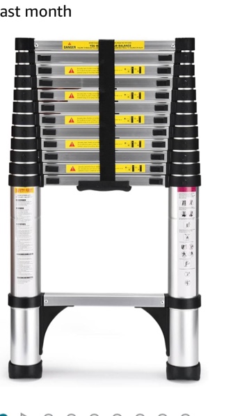 Telescoping Ladder, SocTone 12.5 FT Aluminum Lightweight Extension Ladder with 2 Triangle Stabilizers, Heavy Duty 330lbs Max Capacity, Multi-Purpose Collapsible Ladder for RV or Outdoor Work