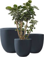 Kante 20",16.5",13.4" Dia Round Concrete Planters (Set of 3), Outdoor Indoor Modern Decorative Plant Pots with Drainage Hole & Rubber Plug for Home & Garden, Charcoal
