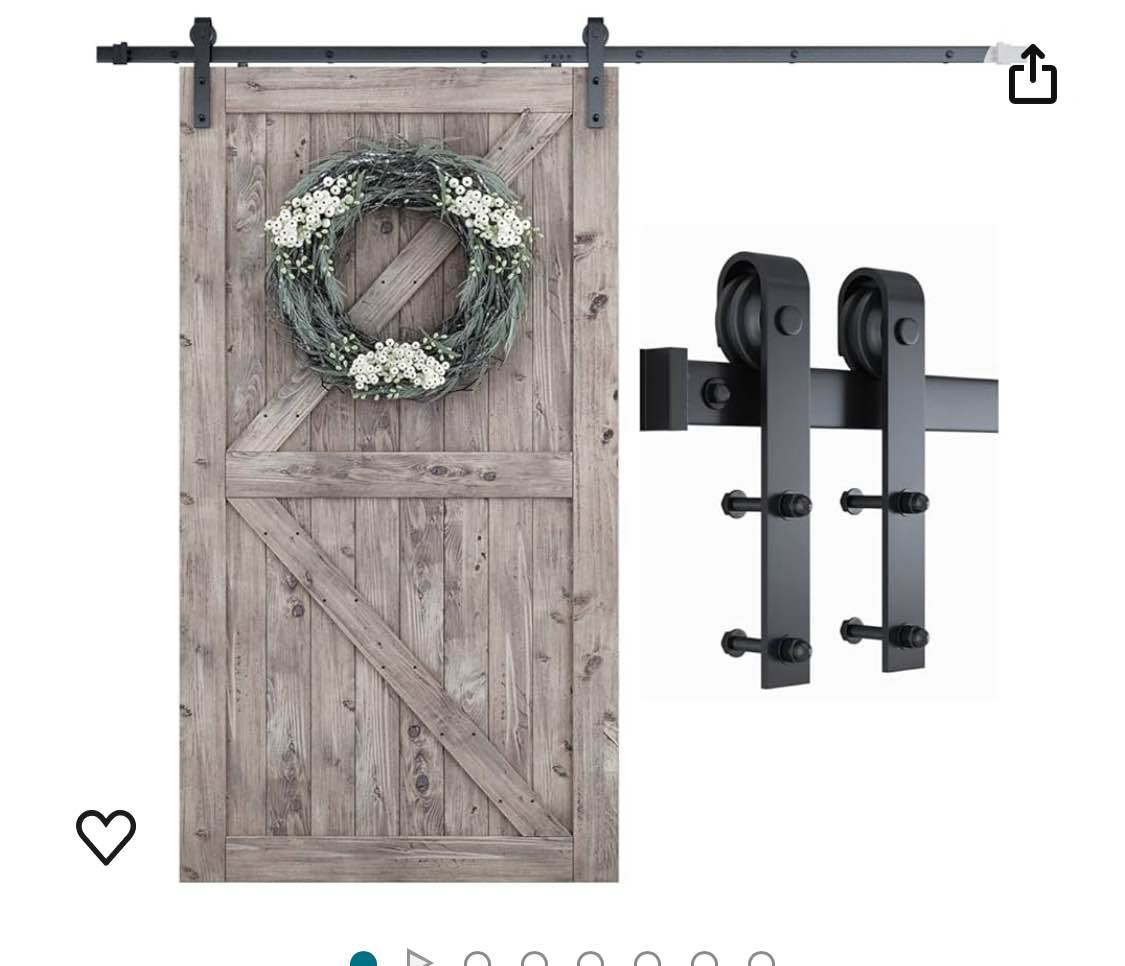 SMARTSTANDARD 8 FT Barn Door Hardware Kit -Sliding Barn Door Track - Smooth and Quiet - Easy to Install - includes Step-by-Step Installation Instructions - Fits 48" Wide Door Panel (J Shape Hanger)