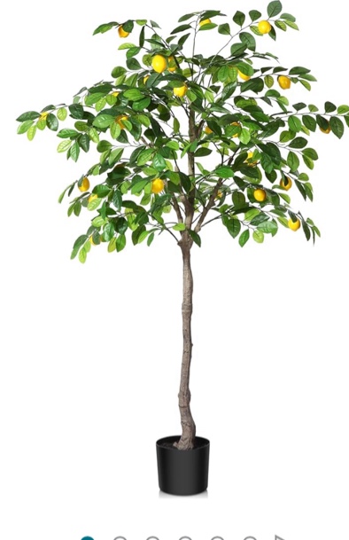 Kazeila Artificial Lemon Tree, 5 Feet Fake Lemon Plant, Pre Potted Faux Lemon Tree, Plastic Lemon Fruit Tree for Home Decor Living Room Office
