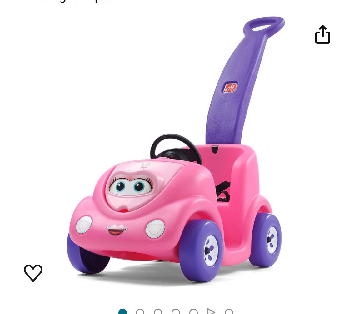 Step2 Push Around Buggy Kids Push Car, Ride On Toy, Stroller Substitute, Includes Seat Belt & Horn, Made of Durable Plastic, Max Weight 50 lbs., For Toddlers 1.5-4 Years Old, Pink