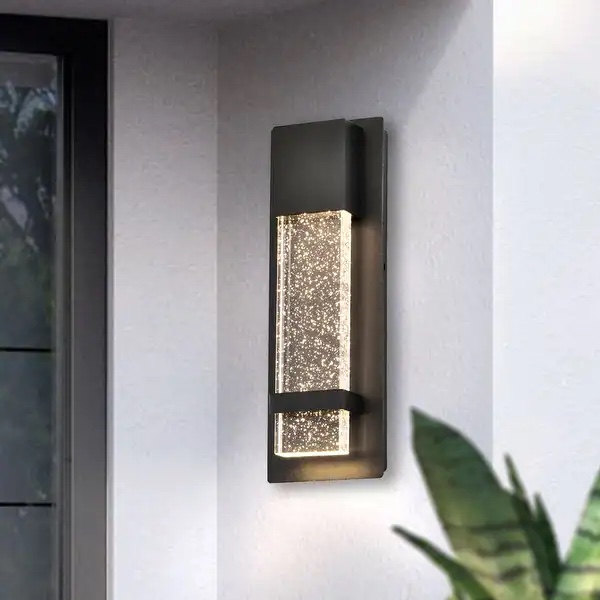 Modern LED Outdoor Wall Sconce with Crystal Bubble Glass for Doorway