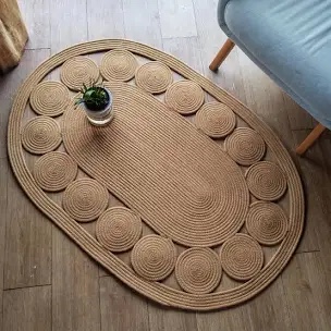 Washable Braided Oval Rug: Quick Drying, Non-Slip & Machine Washable | for Home Decoration and Comfortable Living | Durable, Easy to Clean | Oval Bath Rug | Kitchen Rug(Nature, 31x47)