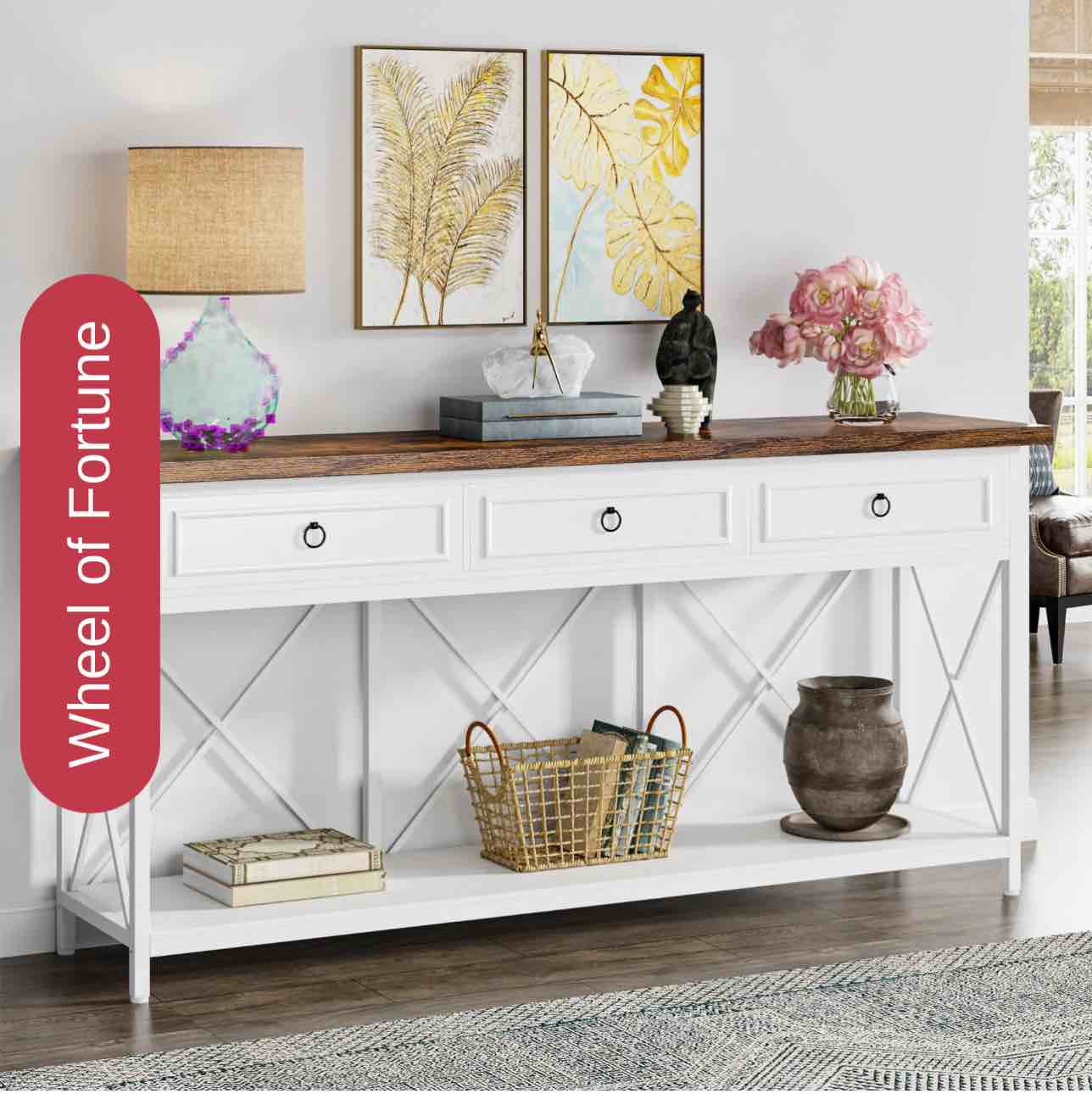 3-Drawer Console Table, 70.8" Sofa Foyer Table with Storage Shelf