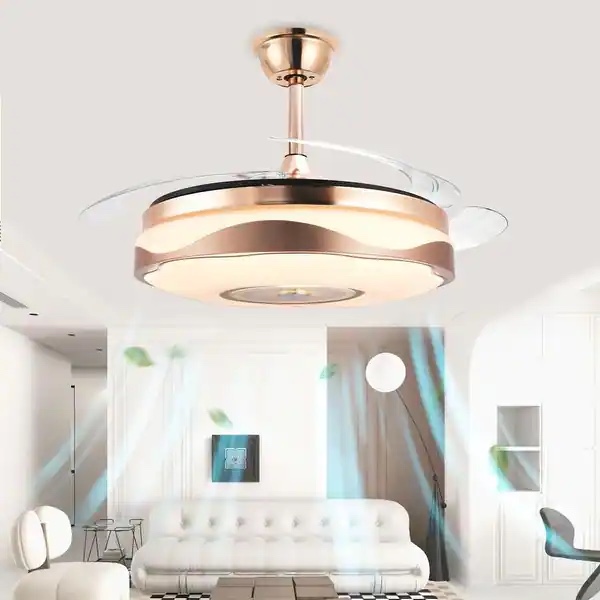 47 Inch Bladeless Ceiling Fans with LED Lighting, Smart Modern Ceiling Fan
