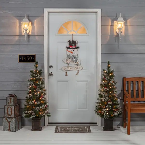 Set of 2 Elegant 4 Ft Potted Hard Mixed Needle Loveland Spruce Trees