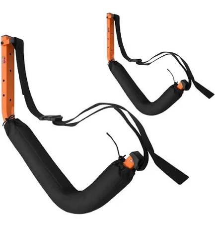 Kayak Storage System - Set of 2 Wall Mount Storage Hangers - 150lb Capacity Rack for Kayaks, Surfboards, Canoes, or Snowboards by Rad Sportz (Orange)