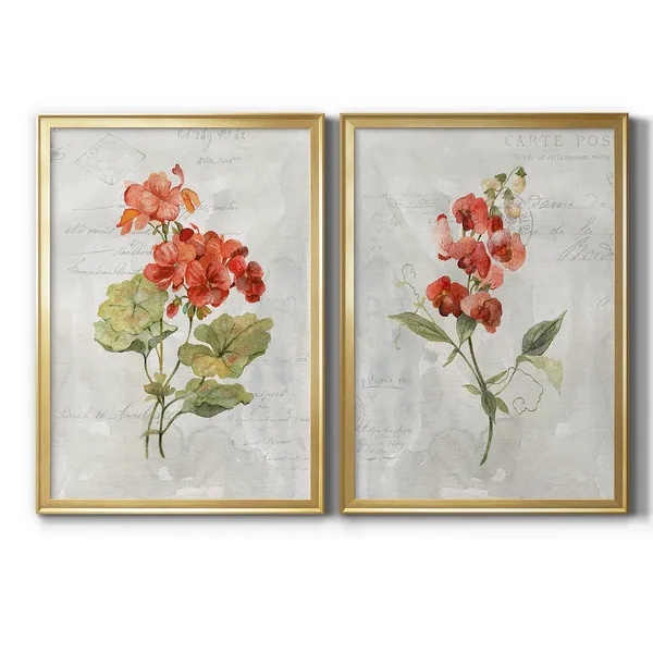 Linen Geranium Premium Framed Print - Ready to Hang - Multi-Color - 18.5X24.5 - Gold