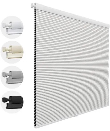 MiLin No Drill Cordless Cellular Shades Color-Matched No Tools Cellular Blinds Honeycomb Design Tension Blinds & Shades for Window (Blackout White, Custom Size)