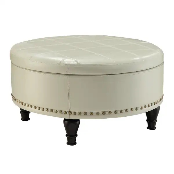 Copper Grove Payara Round Storage Ottoman - Cream