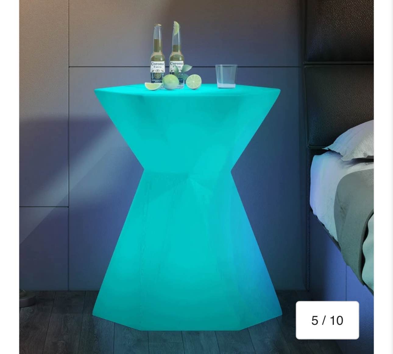 Mixoy Changing Colors LED Cocktail Table with Slim Waist,Rechargeable Light Up Wine Table Cordless LED Cocktail Table for Party
