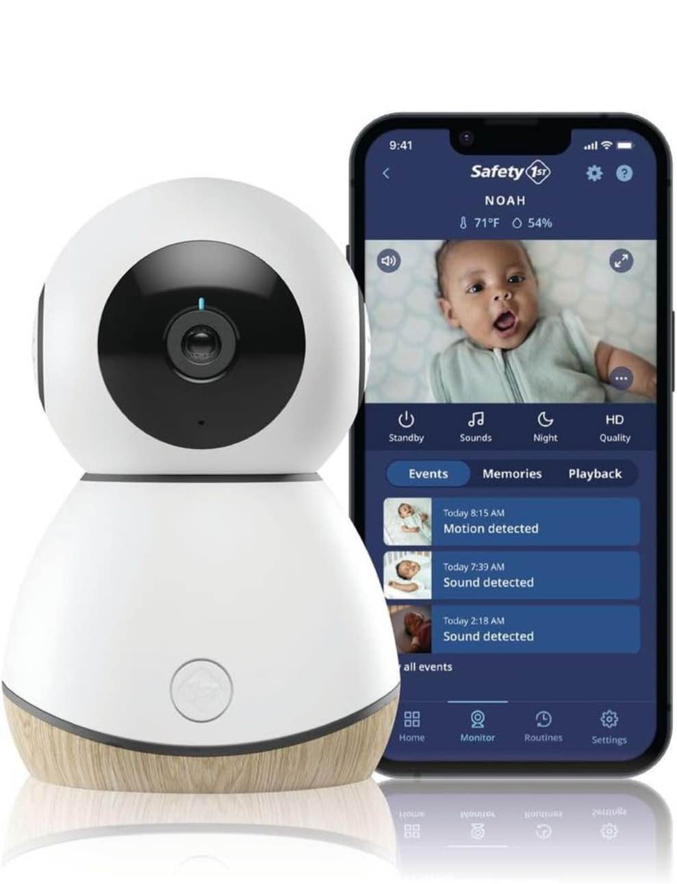 Safety 1st HD WiFi Baby Monitor with Sound and Movement Detecting Audio Unit, White