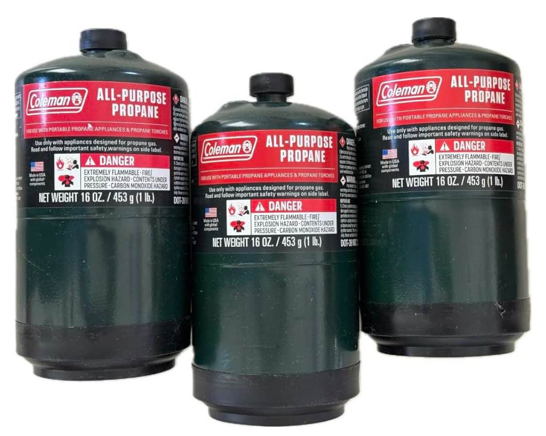 Propane Replacement Fuel Cylinders 16 ounces Camping 3 Pack.